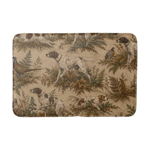 Vintage Hunting Dogs & Game Birds Pattern Bath Mat