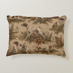Vintage Hunting Dogs & Game Birds Pattern Decorative Cushion