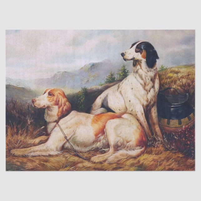 Vintage Hunting Dogs Portrait Decoupage Tissue Paper (Front)