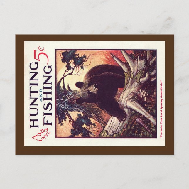 "Vintage Hunting & Fishing Mag Cover" Postcard (Front)
