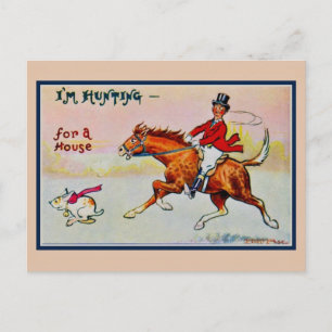 Vintage Hunting for a House funny illustration Postcard