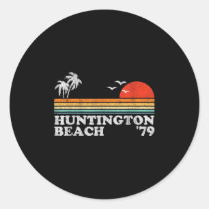 Vintage Huntington Beach California Retro Surfing  Classic Round Sticker
