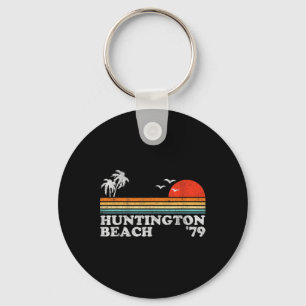 Vintage Huntington Beach California Retro Surfing Key Ring