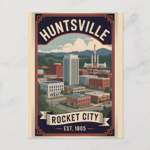 Vintage Huntsville Alabama Retro Travel Holiday Postcard