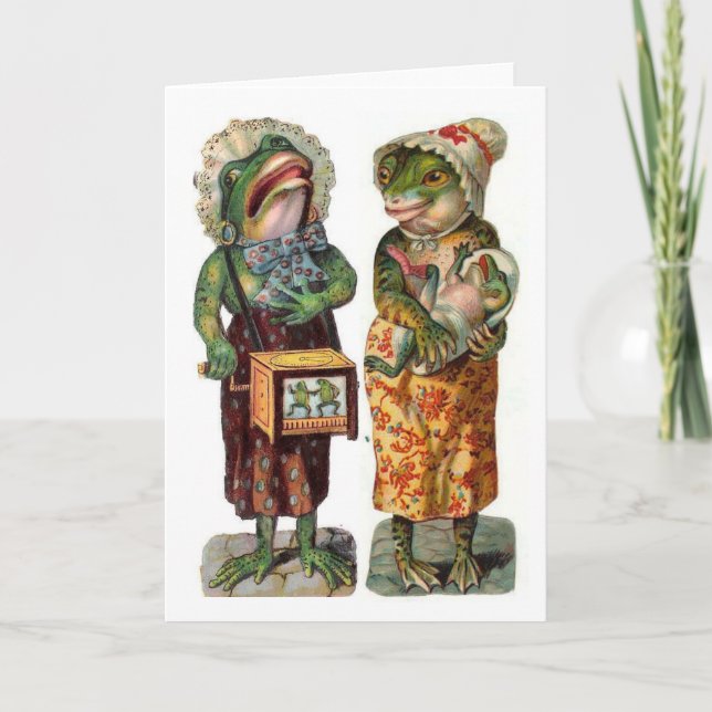 Vintage - Hurdy Gurdy Frogs, Card (Front)
