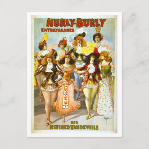Vintage Hurly-Burly Vaudeville Advertisement Postcard