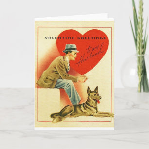 Vintage Husband And Dog Valentine's Day Card