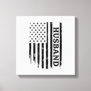 Vintage Husband Patriotic Flag Shirt Design_1 Canvas Print