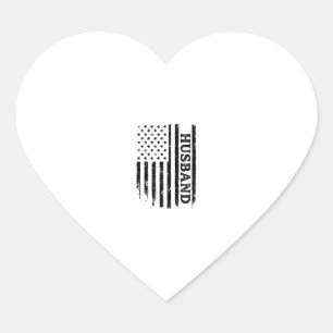 Vintage Husband Patriotic Flag Shirt Design_1 Heart Sticker