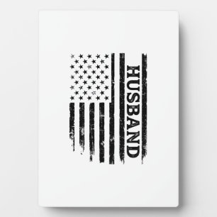 Vintage Husband Patriotic Flag Shirt Design_1 Plaque