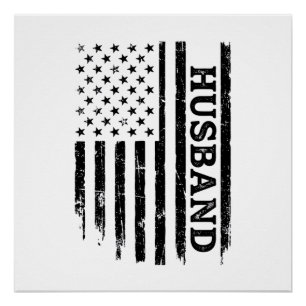 Vintage Husband Patriotic Flag Shirt Design_1 Poster