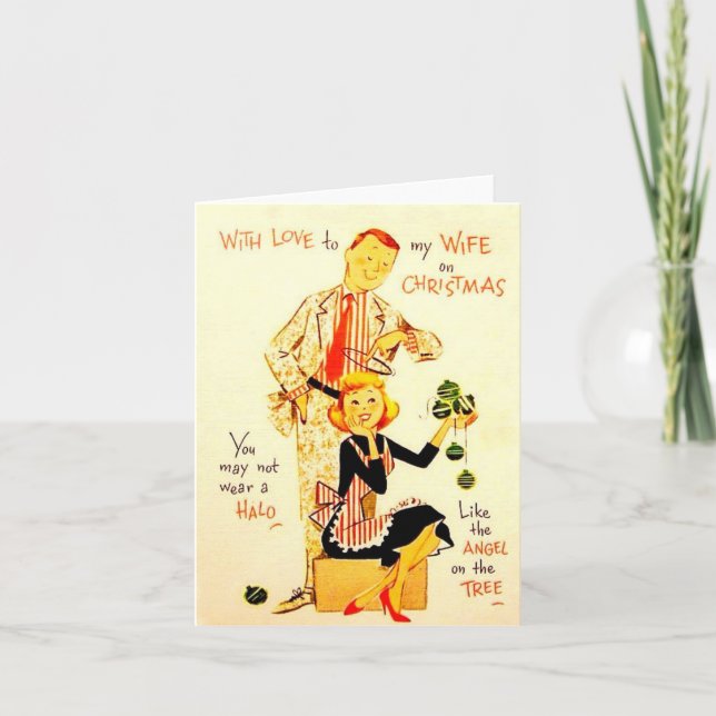 Vintage Husband to Wife Christmas Holiday Card (Front)