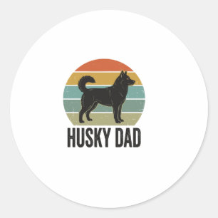 Vintage Husky Dad Retro Dog Vector Design_1 Classic Round Sticker