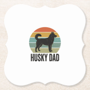 Vintage Husky Dad Retro Dog Vector Design_1 Paper Coaster