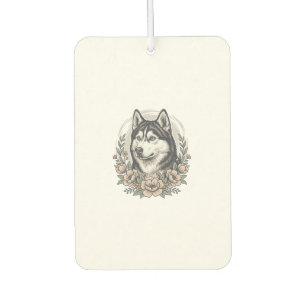 Vintage Husky Floral Portrait Shirt Design_1 Car Air Freshener