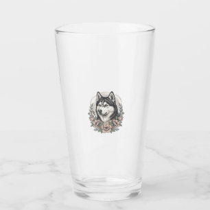 Vintage Husky Floral Portrait Shirt Design_1 Glass