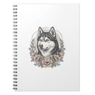 Vintage Husky Floral Portrait Shirt Design_1 Notebook