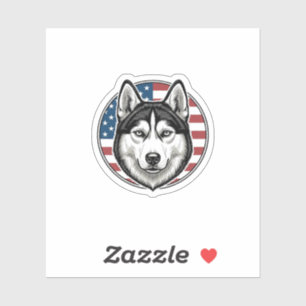 Vintage Husky Patriotic Dog Vector Shirt Design_1