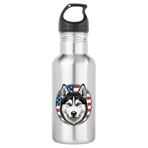 Vintage Husky Patriotic Dog Vector Shirt Design_1 532 Ml Water Bottle