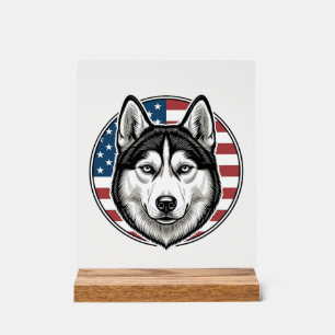 Vintage Husky Patriotic Dog Vector Shirt Design_1 Acrylic Sign