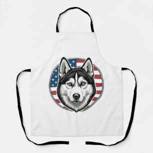 Vintage Husky Patriotic Dog Vector Shirt Design_1 Apron