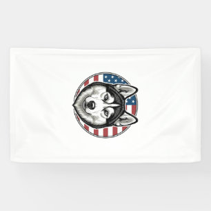 Vintage Husky Patriotic Dog Vector Shirt Design_1 Banner