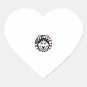 Vintage Husky Patriotic Dog Vector Shirt Design_1 Heart Sticker
