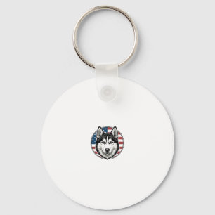 Vintage Husky Patriotic Dog Vector Shirt Design_1 Key Ring