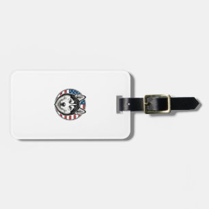 Vintage Husky Patriotic Dog Vector Shirt Design_1 Luggage Tag