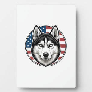 Vintage Husky Patriotic Dog Vector Shirt Design_1 Plaque
