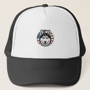 Vintage Husky Patriotic Dog Vector Shirt Design_1 Trucker Hat