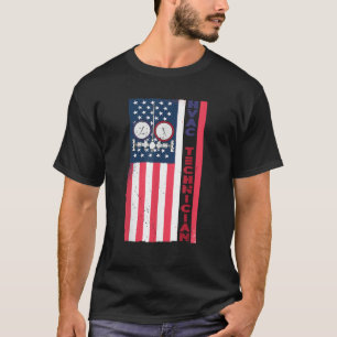 Vintage HVAC Technician USA American Flag HVAC Tec T-Shirt
