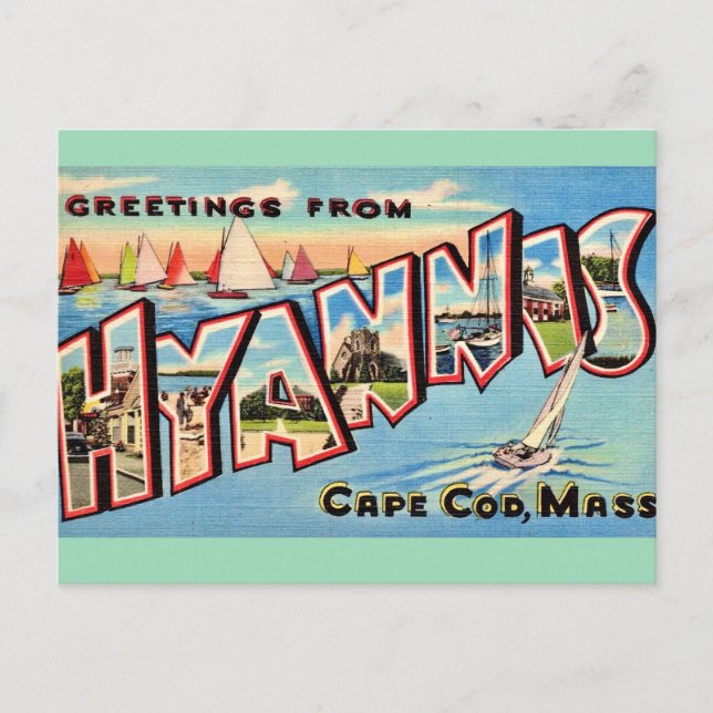 Vintage Hyannis MA Greetings Postcard (Front)