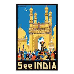 Vintage Hyderabad India Travel Poster