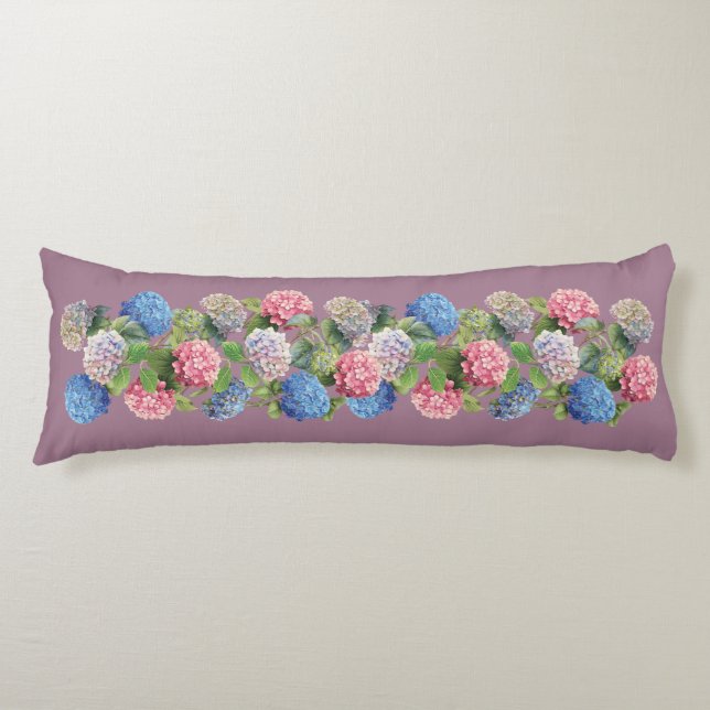 Vintage Hydrangea Body Pillow (Front)