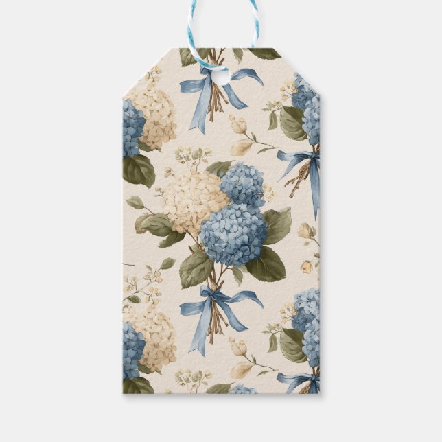 Vintage Hydrangea Bouquet Pattern Gift Tags (Front)