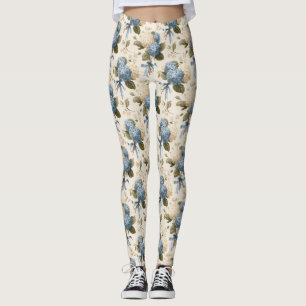Vintage Hydrangea Bouquet Pattern Leggings