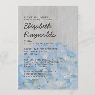 Vintage Hydrangea Bridal Shower Invitations