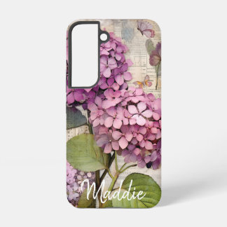 Vintage Hydrangea & Butterfly Pink Personalised Samsung Galaxy Case