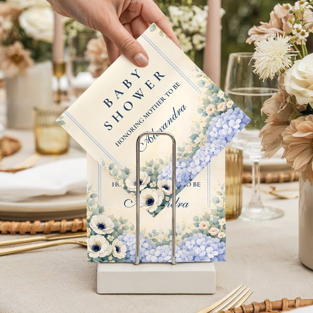 Vintage Hydrangea Floral Frame Baby Shower Napkin (Creator Uploaded)