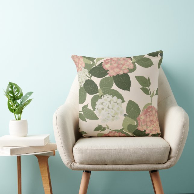 Vintage Hydrangea Floral Pattern Cushion (Chair)