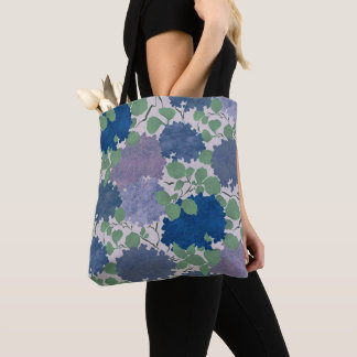 Vintage Hydrangea Garden Blue Green Lavender Tote Bag