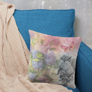 Vintage Hydrangea Luxury Elegance Cushion