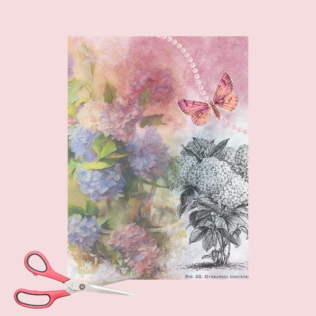 Vintage Hydrangea Luxury Elegance découpage Tissue Paper (Creator Uploaded)