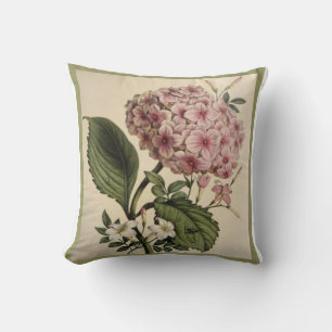 Vintage Hydrangea Print Throw Pillow