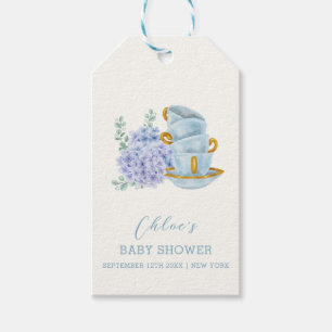 Vintage Hydrangea Tea Brewing Baby Shower Gift Tags