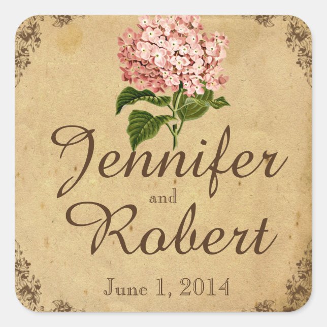 Vintage Hydrangea Wedding Envelope Seal (Front)