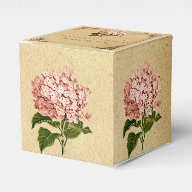 Vintage Hydrangea Wedding Favour Box (Front Side)