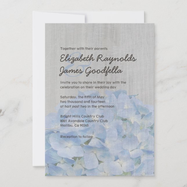 Vintage Hydrangea Wedding Invitations (Front)