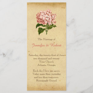 Vintage Hydrangea Wedding Program Programme